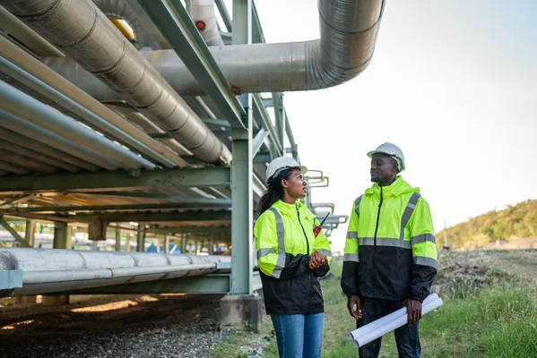 Dos ingenieros especializados que están evaluando por completo la instalación de tubería de gas LP en Monterrey