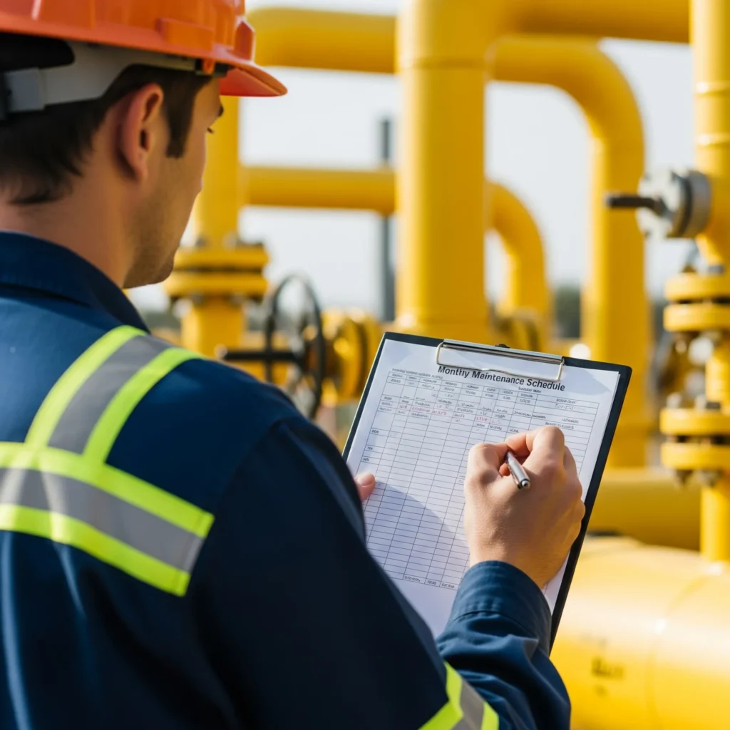 Hombre programando el mantenimiento preventivo instalaciones de gas