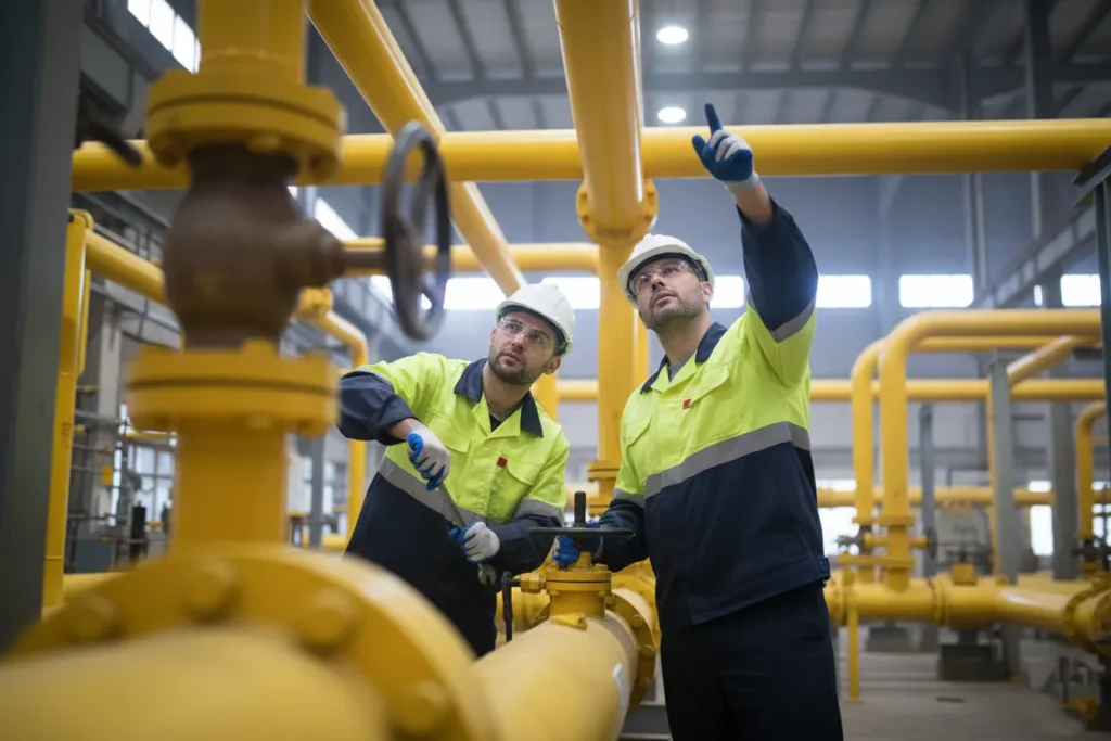 fotografía de un Hombre dando mantenimiento a la instalación de tuberías de gas en Coahuila