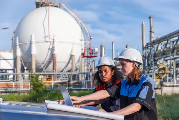 Foto de unas ingenieras presupuestando cuanto cuesta la instalación de tubería de gas natural