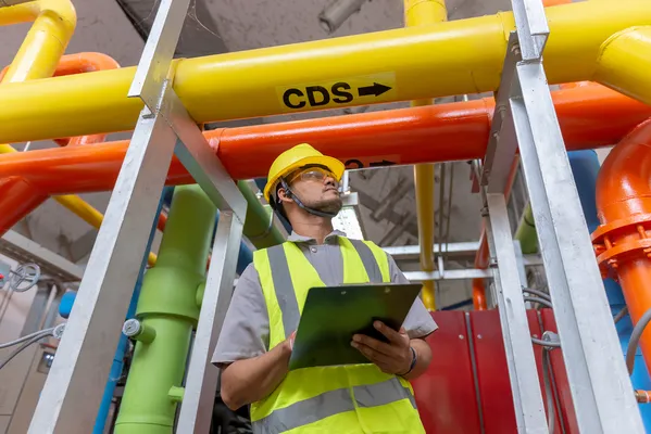Fotografía de miembro de Protección Civil y gas asegurado gracias a la inspección de un especialista